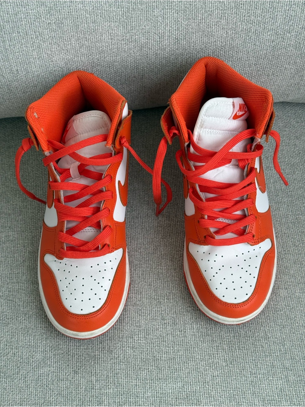Nike High-Top Athletic Sneakers in Orange and White